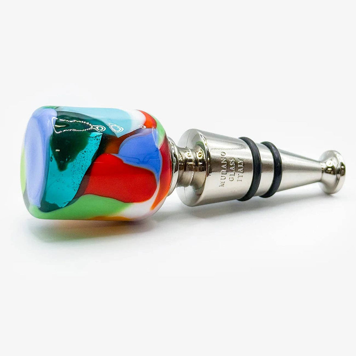 Murano Glass Wine Stopper, Multicolor Spots | Made in Veneto
