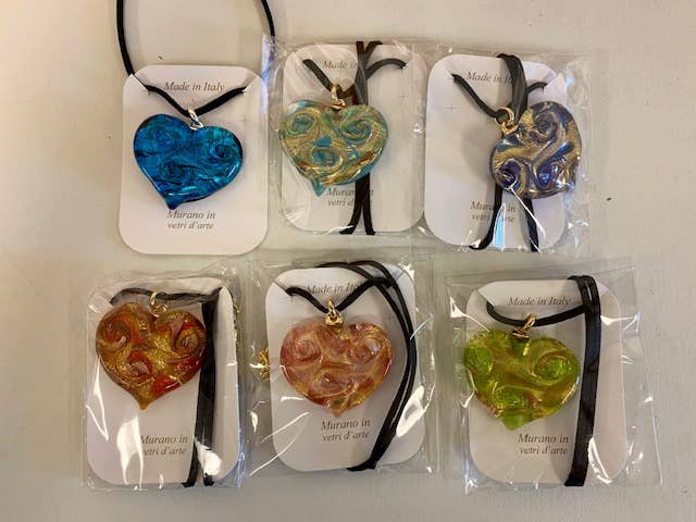 Van Gogh Heart Murano Glass Necklace - Assorted Colors | Made in Venice