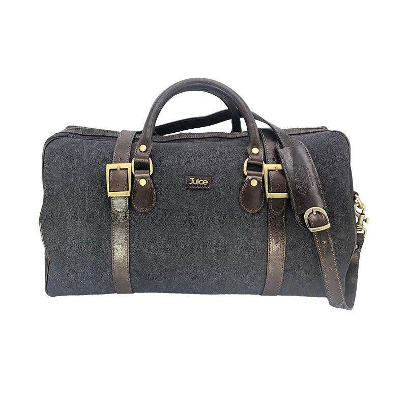Hand buffered leather and canvas travel bag | Made in Italy