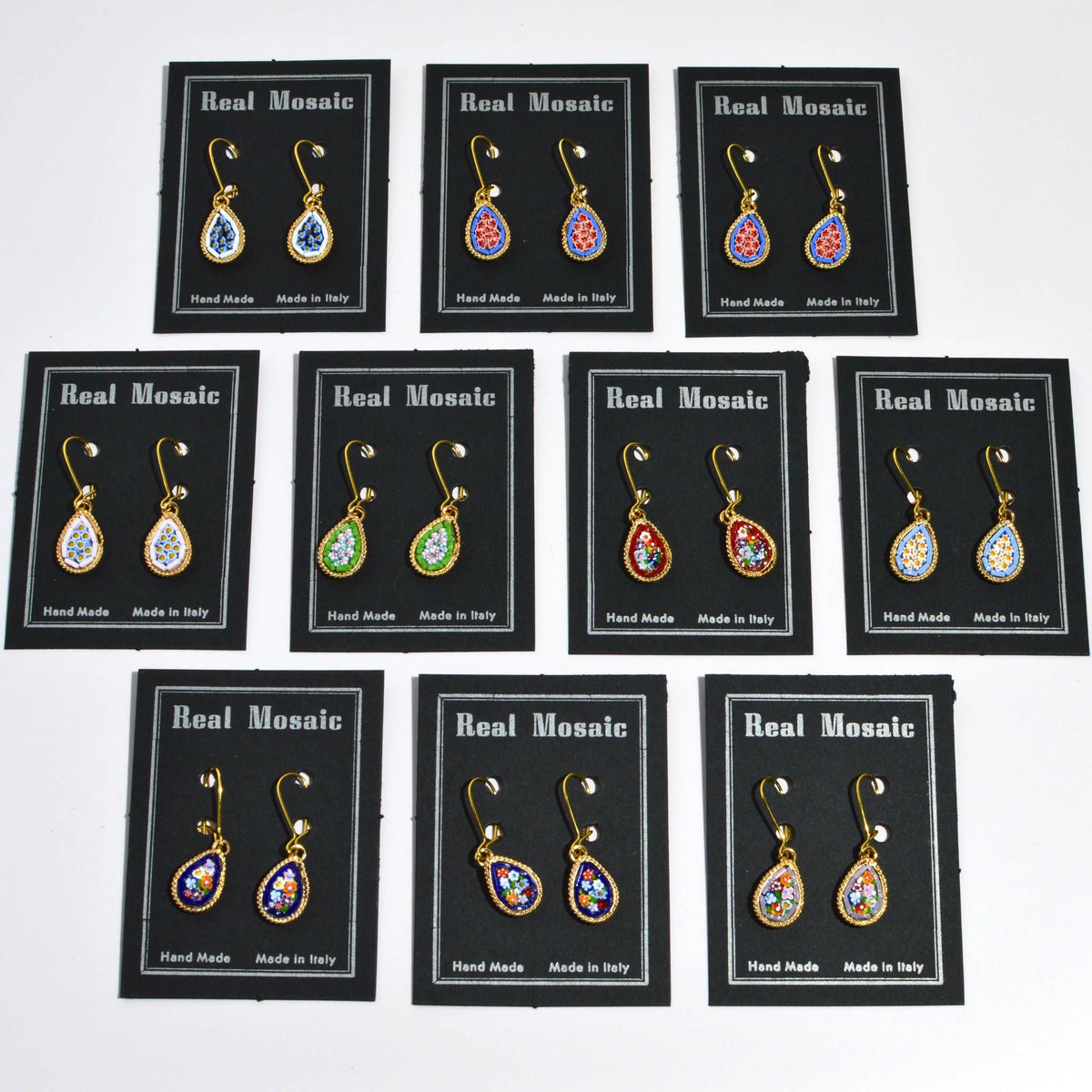 Florentine Micro Mosaic Small Teardrop Earrings | Made in Tuscany