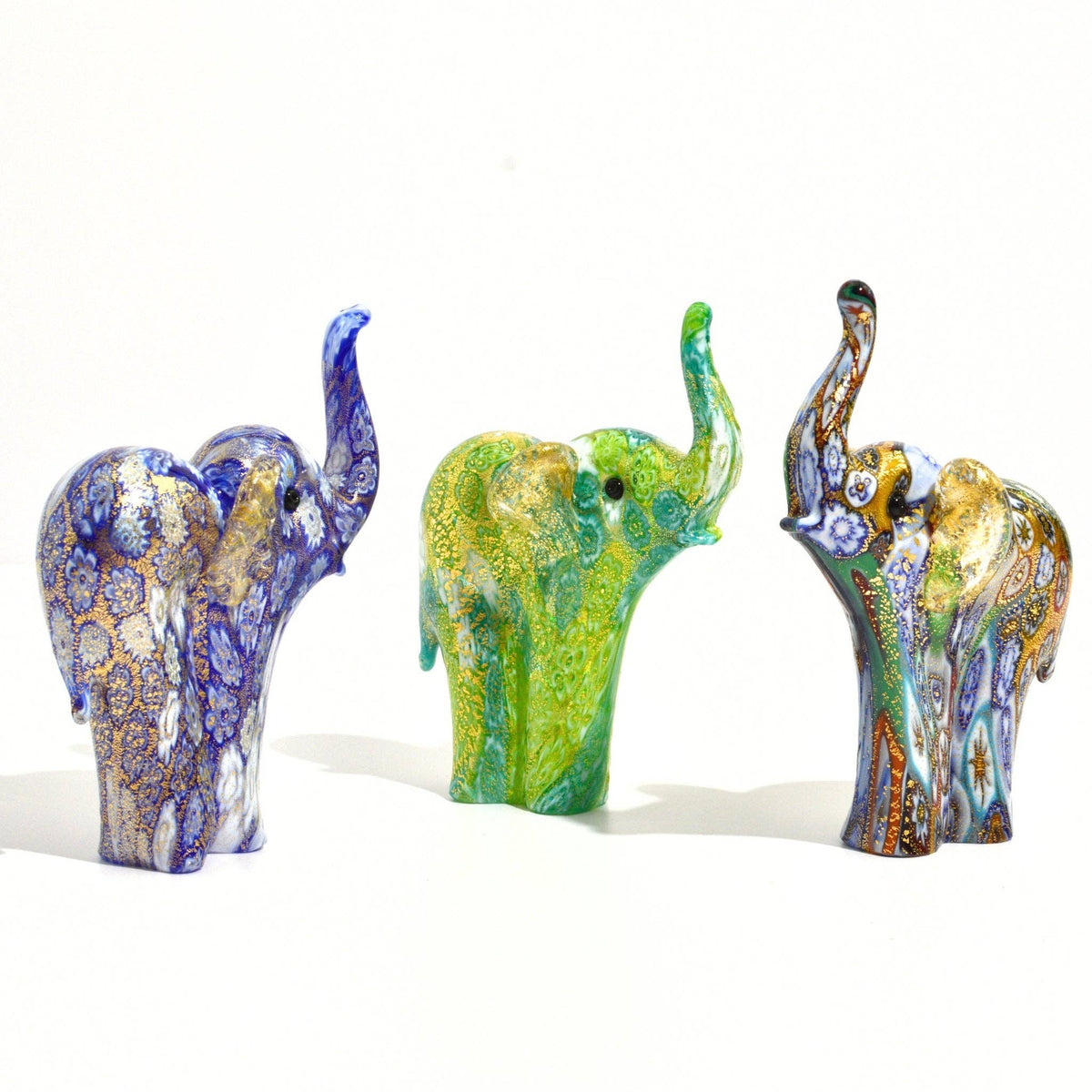 Murano Glass Elephant Figurine, Millefiori with 24k Gold | Made in Venice