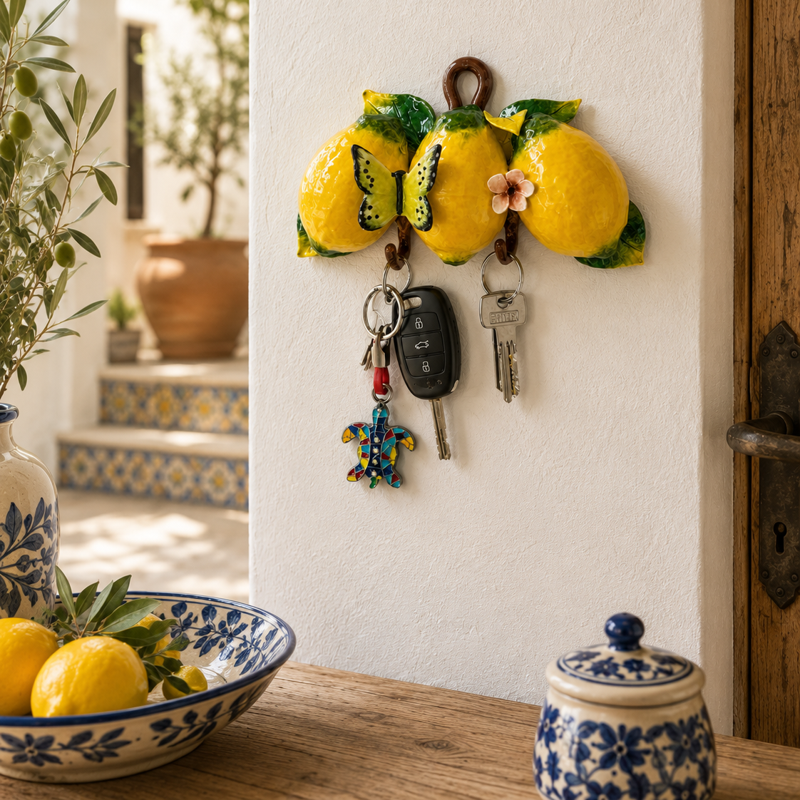Italian Ceramic Lemon Key Holder 9.4" - Capodimonte | Made in Campania