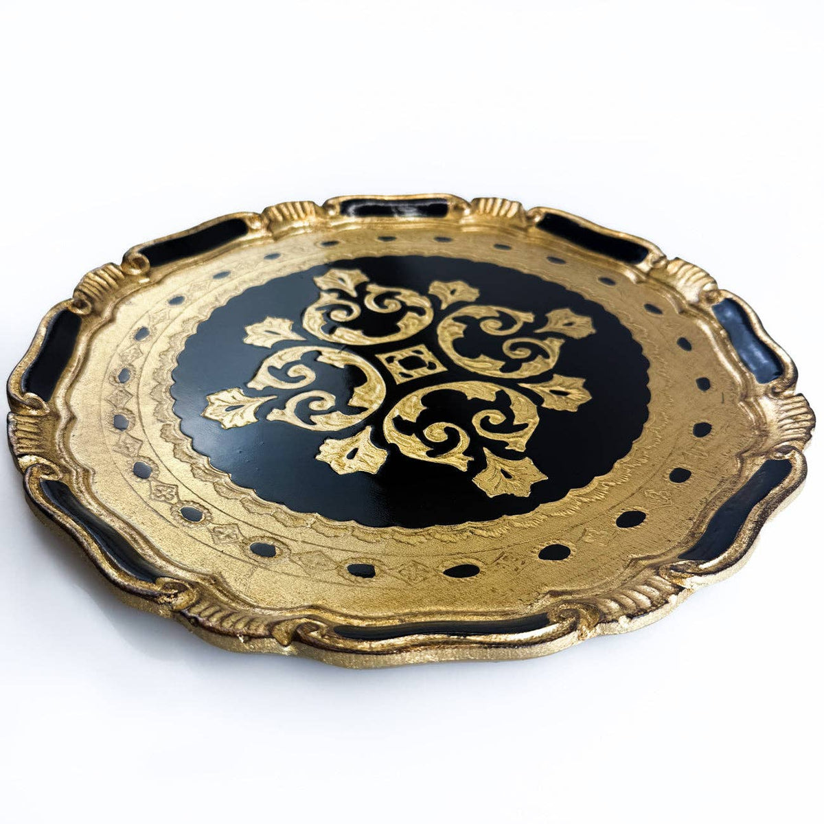 Florentine Carved Gilded Wood Circle Tray | Made in Tuscany