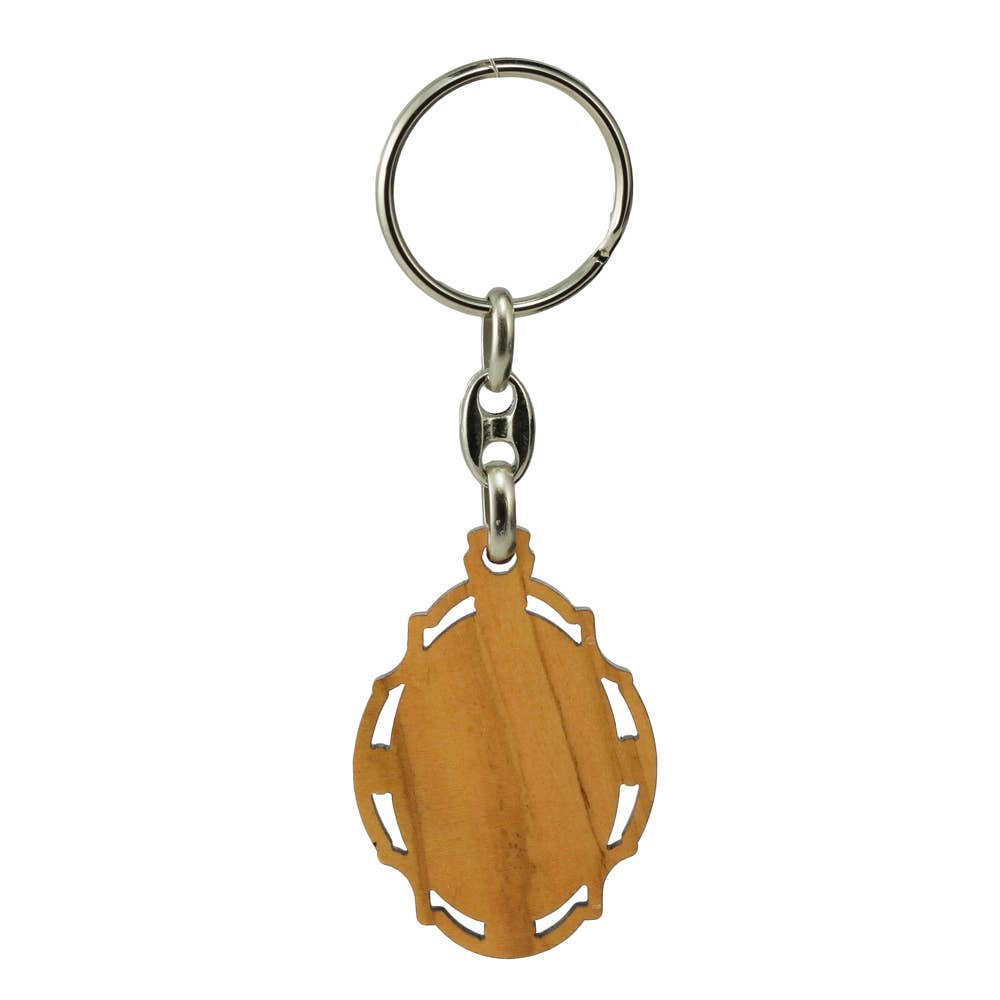 Sacred Heart of Mary Olive Wood Keychain | Made in Umbria