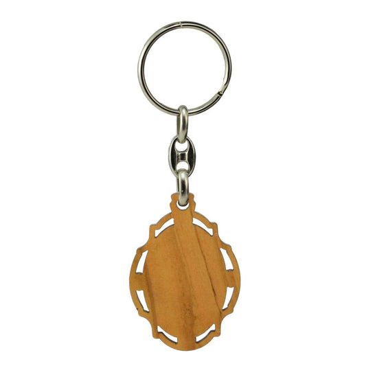 Sacred Heart of Mary Olive Wood Keychain | Made in Umbria