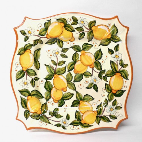 Deruta Fior di Limone 15X15" Scalloped Square Serving/Wall Platter