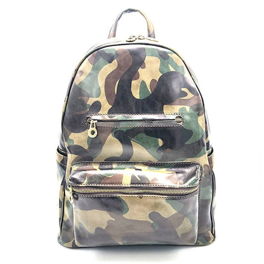 Printed leather backpack | Made in Italy