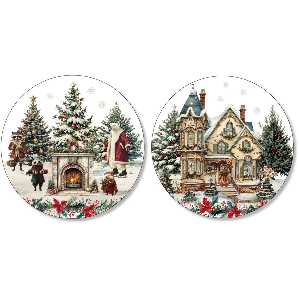 Set di 2 sottobicchieri natalizi in legno e sughero