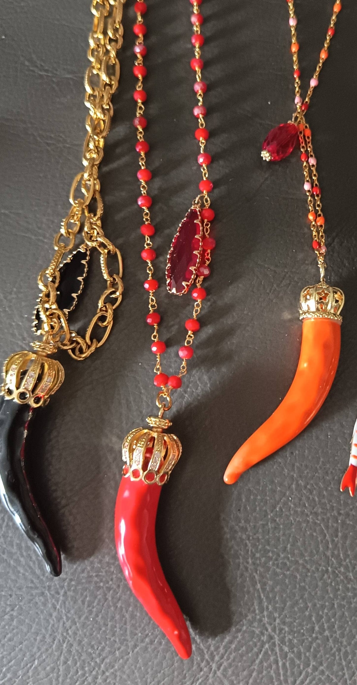 Women's ceramic horn necklaces Red | Made in Lazio