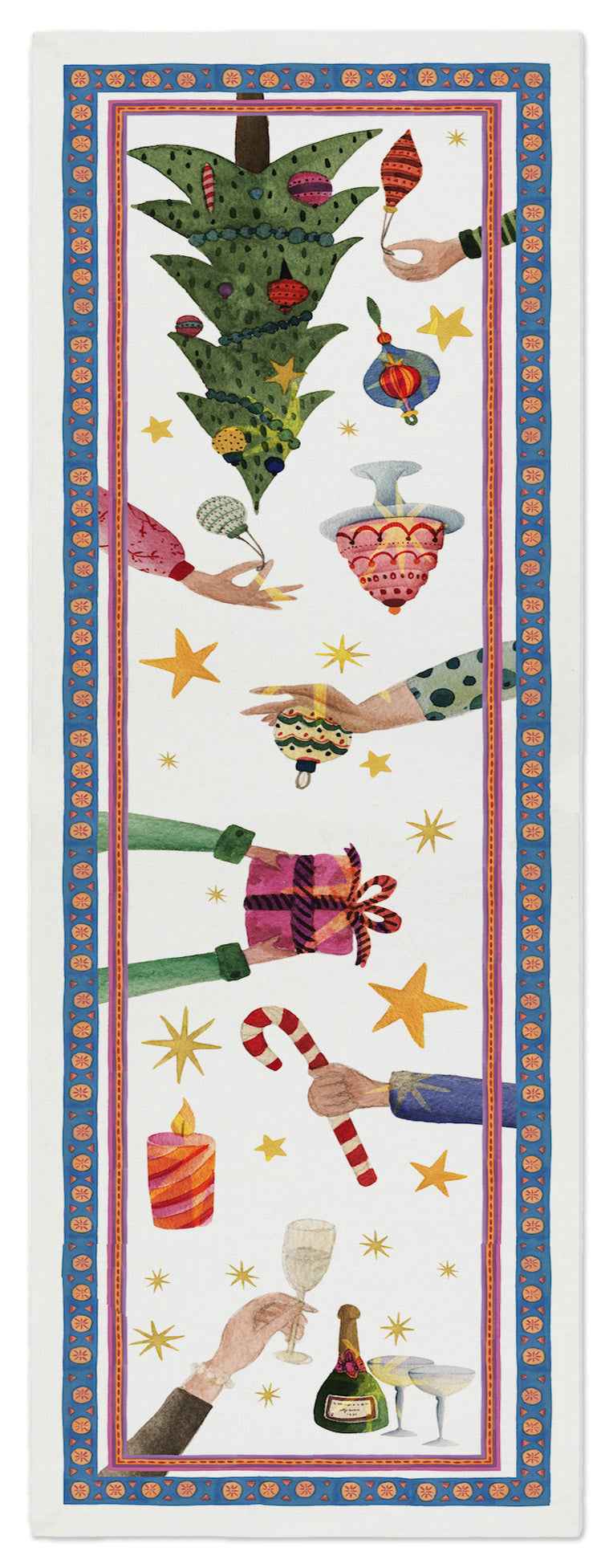 Cotton Satin Runner "Xmas Party" | Made in Sicily