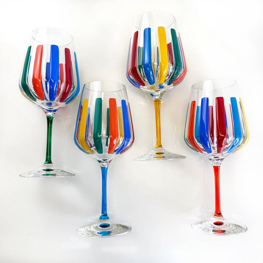 Italian Crystal Spritz Wine Glass, Multicolor Opaque | Made in Venice