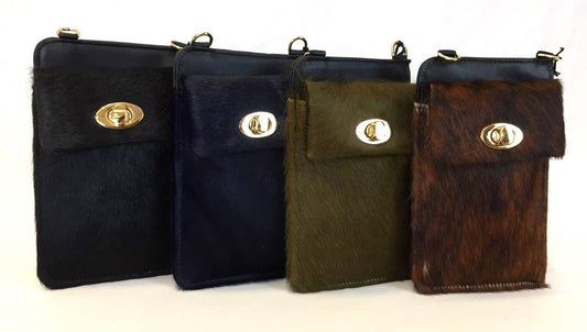 Custodia per cellulare a portafoglio in pelle e cavallino stampa animalier