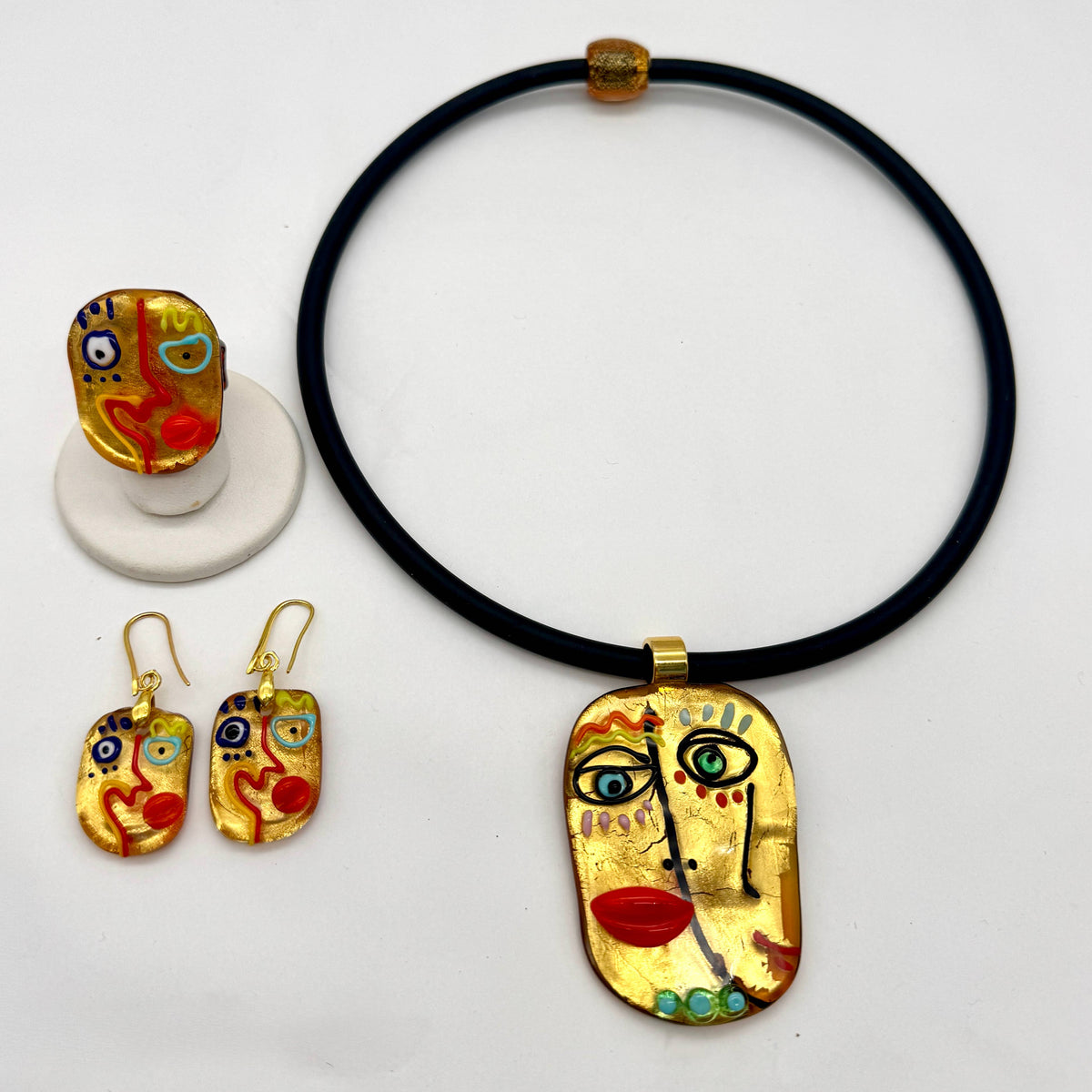 Collezione di gioielli in vetro di Murano "Volto di Picasso"