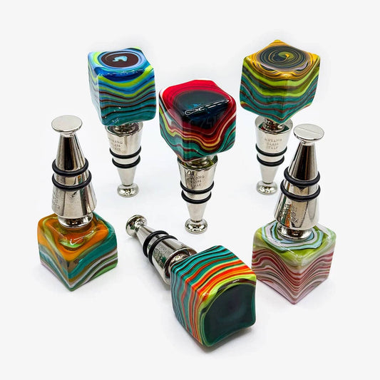 Murano Glass Wine Stopper, Multicolor Swirl | Made in Veneto