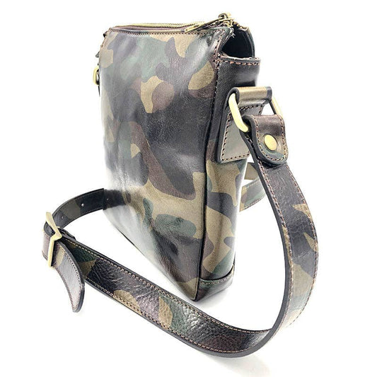 Printed leather shoulder bag | Made in Italy