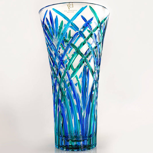 Large Crystal Vase, Blue & Green | Made in Venice