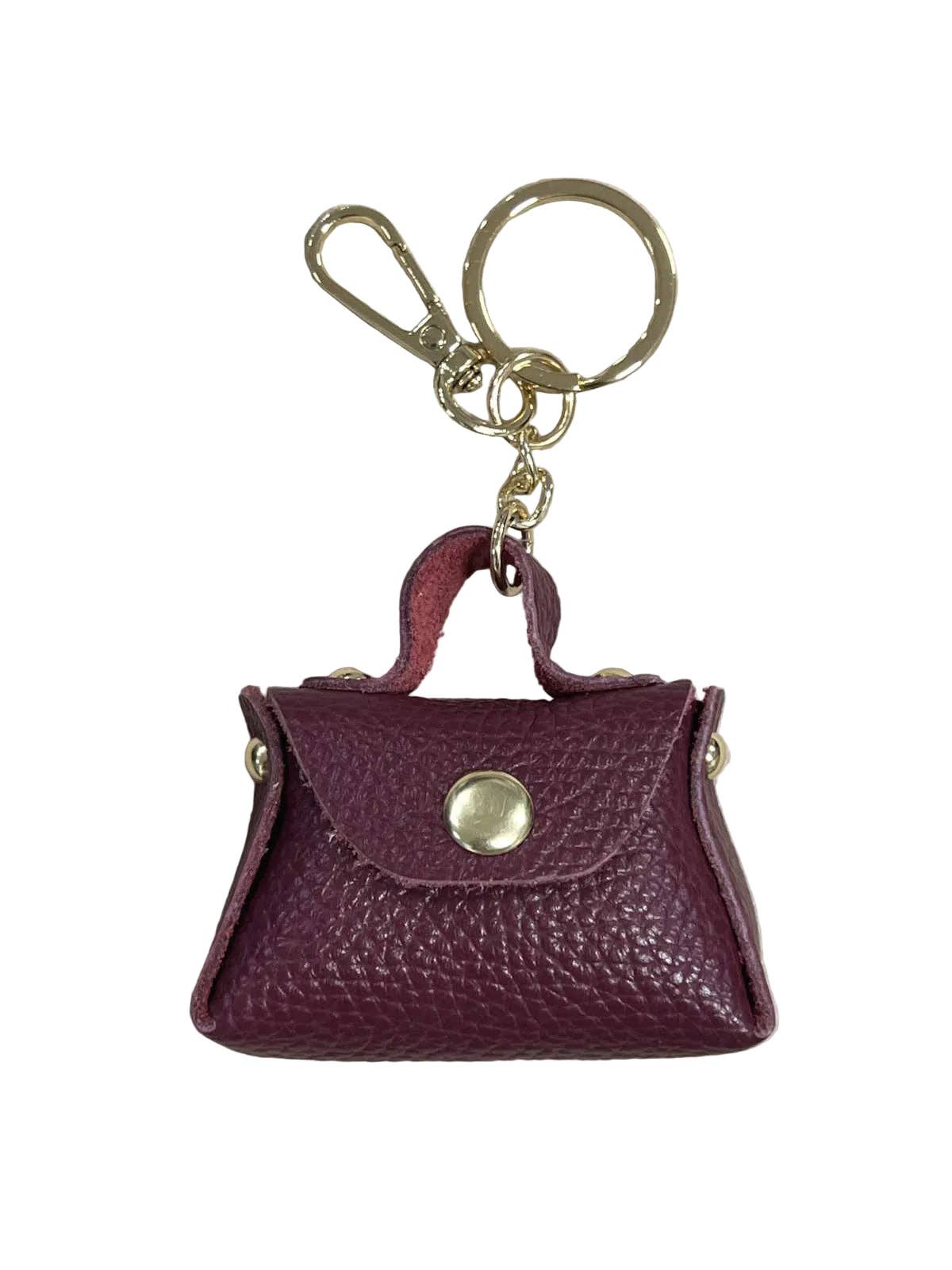 Detachable Genuine Leather Tiny Tote Coin Pouch Keychain | Made in Tuscany