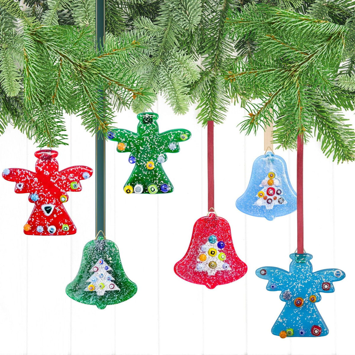 Murano Glass Ornament Millefiori Tree, Bell | Made in Veneto