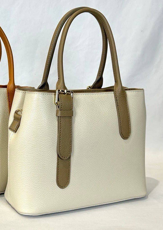Jenny Borsa a Spalla in Vera Pelle Italiana con Manici a Cintura