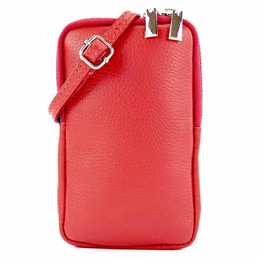 Small Shoulder Bag for Mobile Phones in Genuine Leather | Made in Tuscany