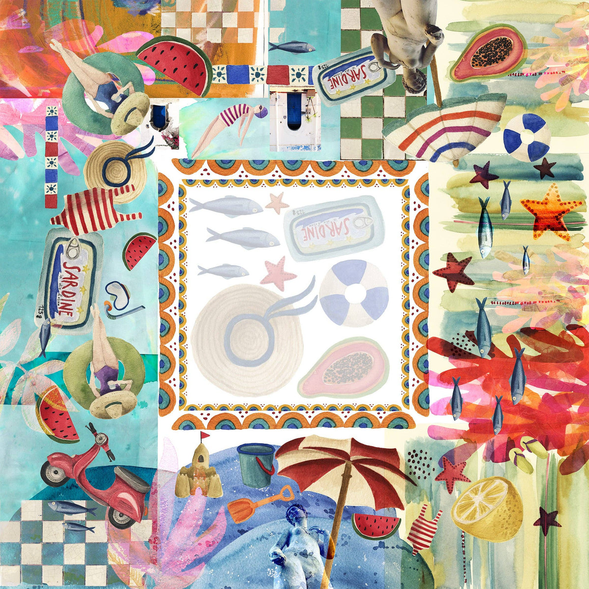 Tovaglia in Raso "Collage" 100% Made in Italy