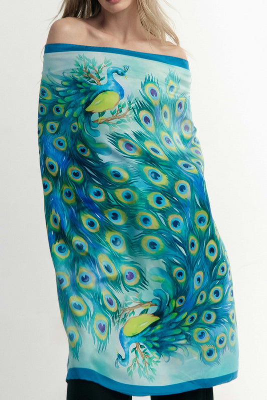 Peacock Silk Scarf | Made in Lombardy