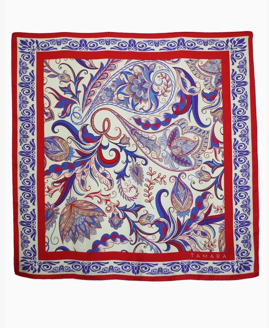Mediterranean Print Silk Scarf | Made in Lombardy