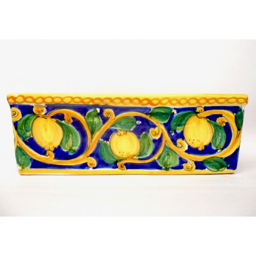 Lemon Blue Rectangular Cachepot Planter | Made in Sicily