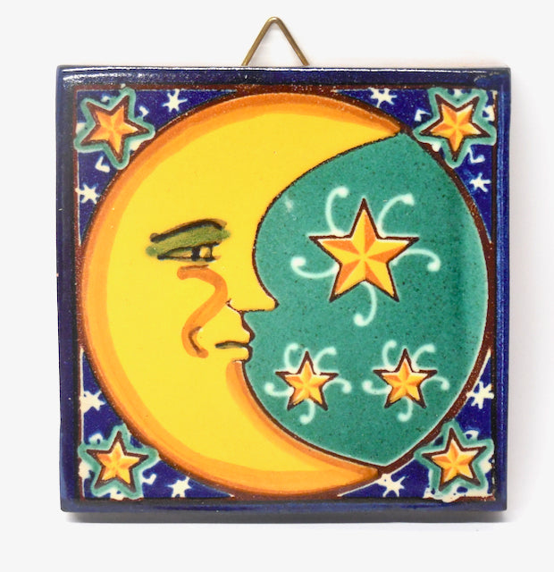 Targa da parete siciliana Santo Stefano 4"x4" (Luna) | Made in Sicily