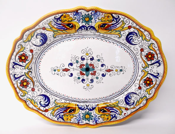Deruta Raffaellesco 15X11" Scalloped Oval Platter | Made in Umbria