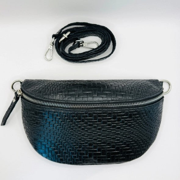 Borsa a tracolla intrecciata nera
