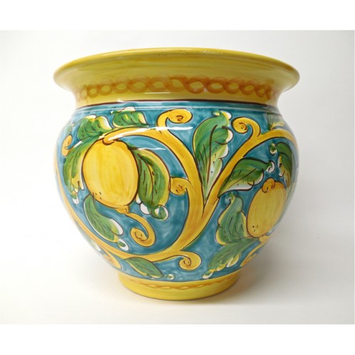 Limoni di Sicilia Turquoise 10" Extra Large Cachepot Planter