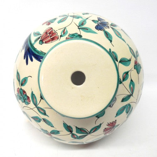 Tuscan Montelupo Lamp Base with Flowers, Leaves and Feather