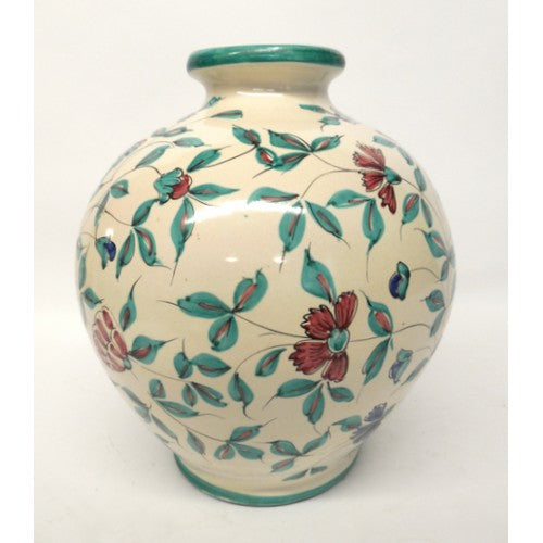 Tuscan Montelupo Lamp Base with Flowers, Leaves and Feather