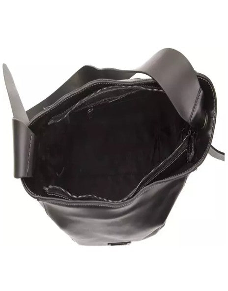 Pompei Donatella Black Leather Shoulder Bag | Made in Italy