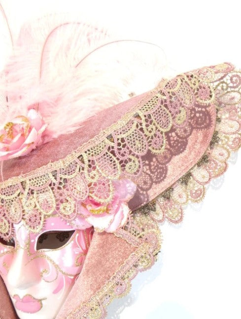 Pink Miniature Cappello Franca 6.3" Venetian Decorative Hat Mask | Made in Venice
