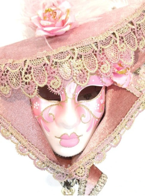 Pink Miniature Cappello Franca 6.3" Venetian Decorative Hat Mask | Made in Venice
