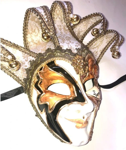 Gold Joker Decoro Punte Maxi Venetian Masquerade Mask | Made in Venice
