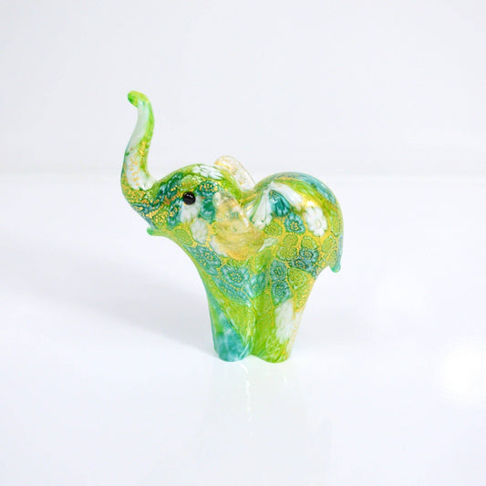 Murano Glass Elephant Figurine, Millefiori with 24k Gold | Made in Venice