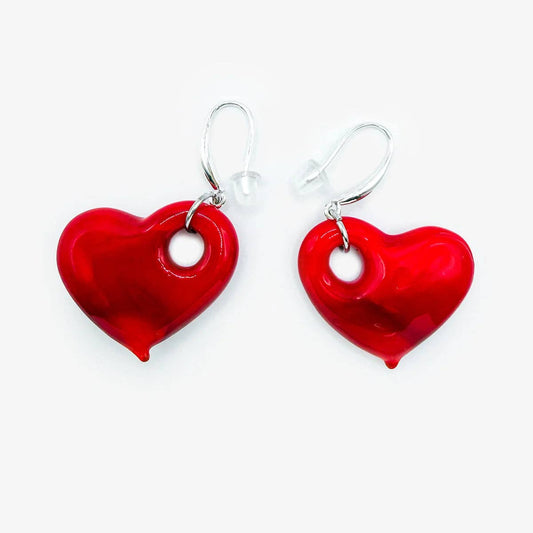 Heart Earrings and Necklace, Murano Glass | Made in Veneto
