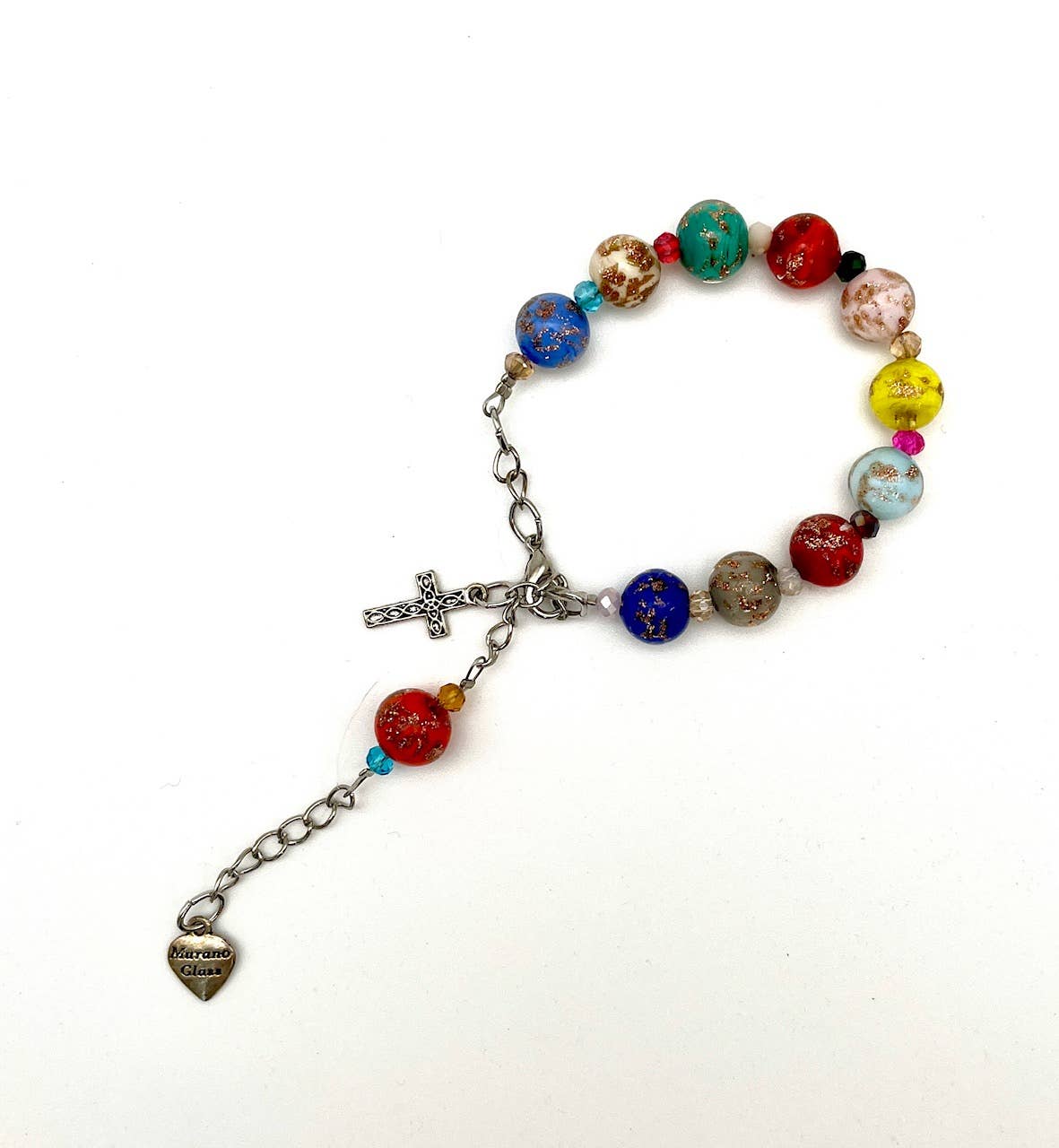 Murano Glass Rosary Cross Bracelet - Assorted Colors | Made in Veneto