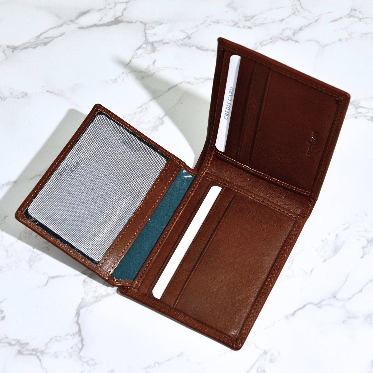 Men's Italian Leather Bi-Fold Wallet with Flip ID | Made in Italy