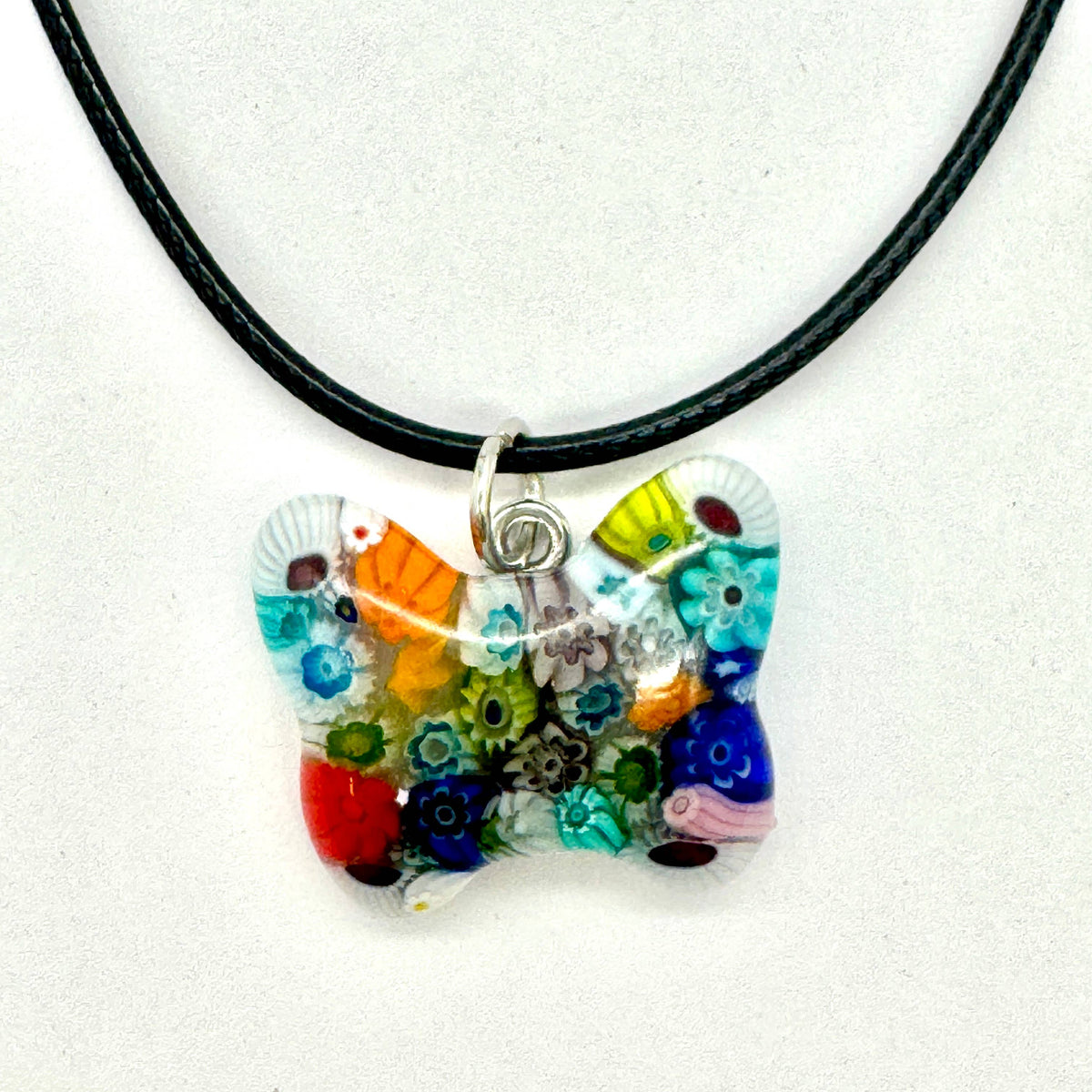 Millefiori Murano Butterfly Small Pendant Necklace | Made in Veneto