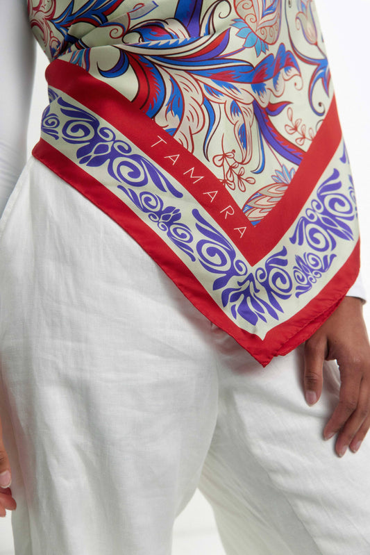 Mediterranean-Inspired Print Silk Scarf | Made in Lombardy