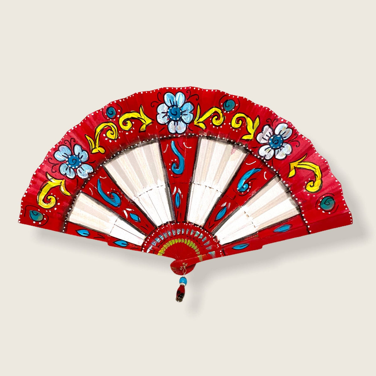 Sicilian hand painted fans in fabric and wood | Made in Sicily