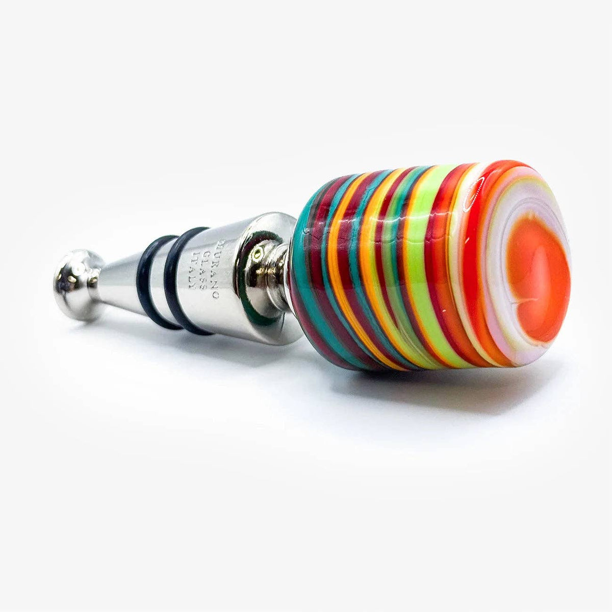 Murano Glass Wine Stopper, Multicolor Swirl | Made in Veneto