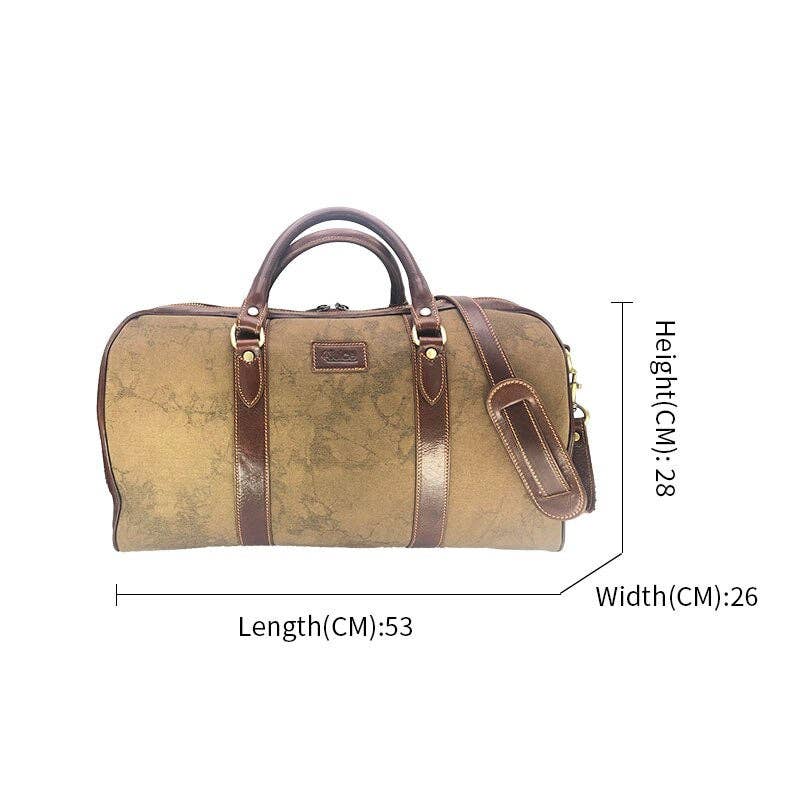 Hand Buffered Leather and Canvas Travel Bag, Black | Made in Tuscany