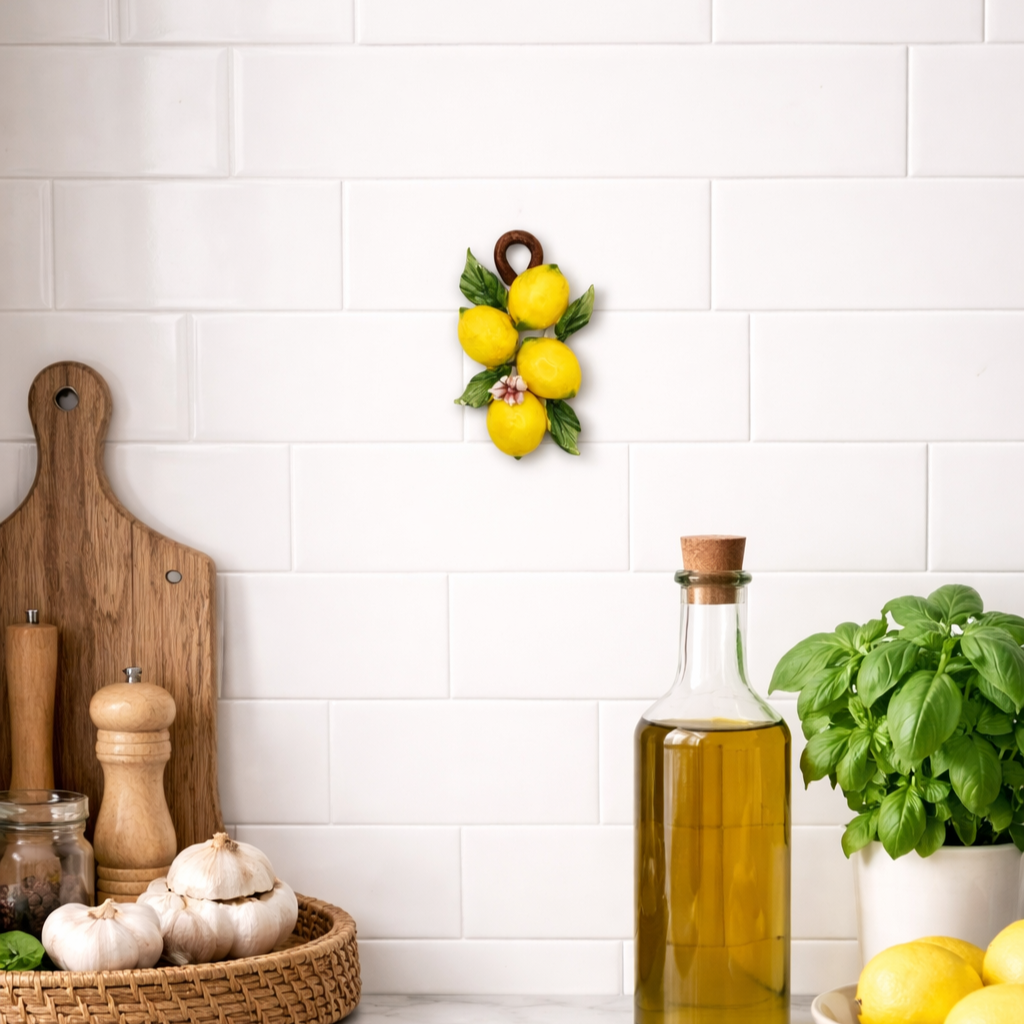 Italian Ceramic Lemon Wall Hook 3.1" | Made in Campania