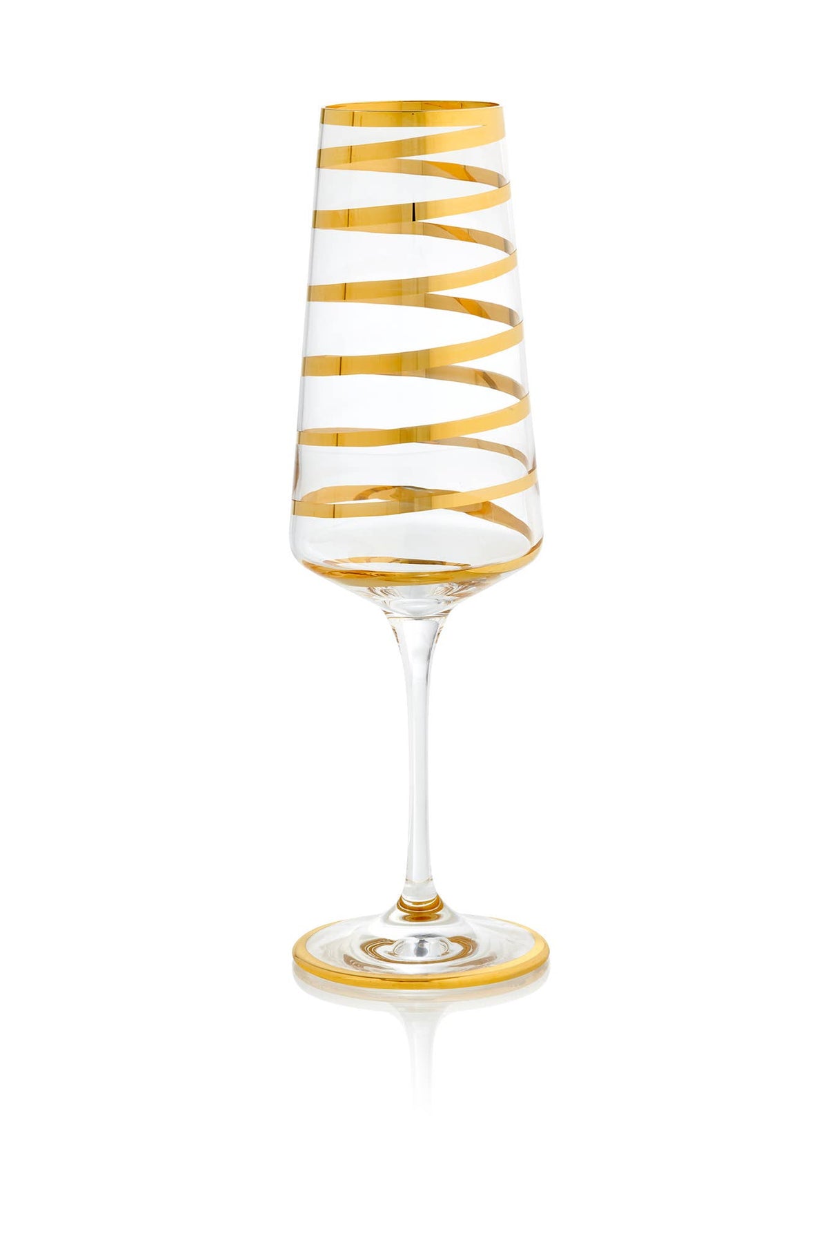 Gold Spiral Champagne Flute - Venetian Crystal Glass | Made in Veneto