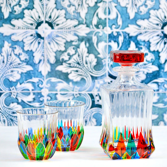 Italian Crystal Demi-Swatch Square Decanter | Made in Venice